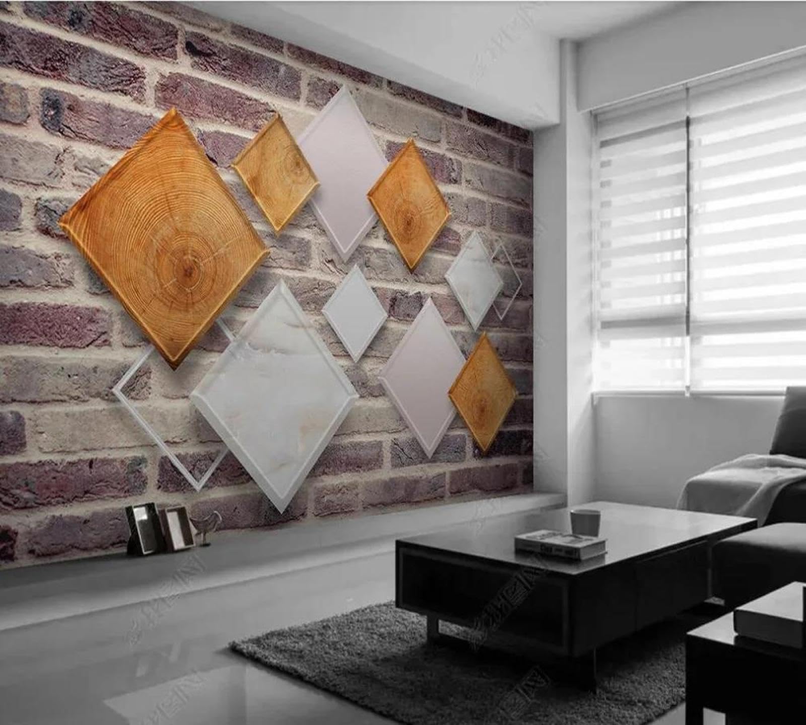 Papier peint 3D relief brique ILIYA design salon et TV