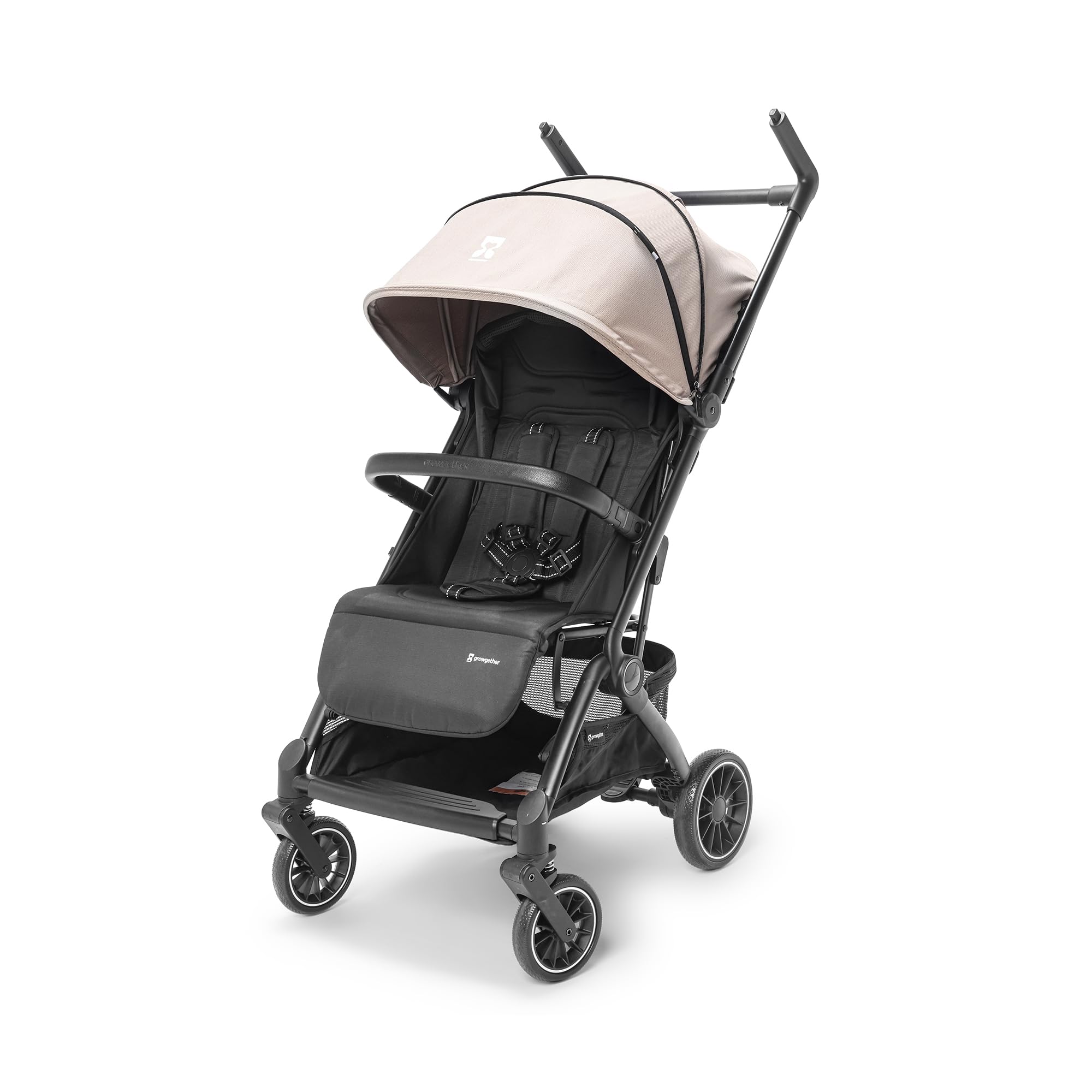 GOLITE Travel Stroller | Cabin Compatible Lightweight Stroller for Baby & Toddler | 5 Point Safety Harness | Full Recline | 360° Swivel Shock Absorber Wheels | Compact Fold | Mosquito Net Included | 0-4 Years (Up to 22 kg) Beige-image-26