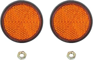 2 Pcs Round Reflector Universal Motorcycle Bike Yellow Reflector(PMMA Material)