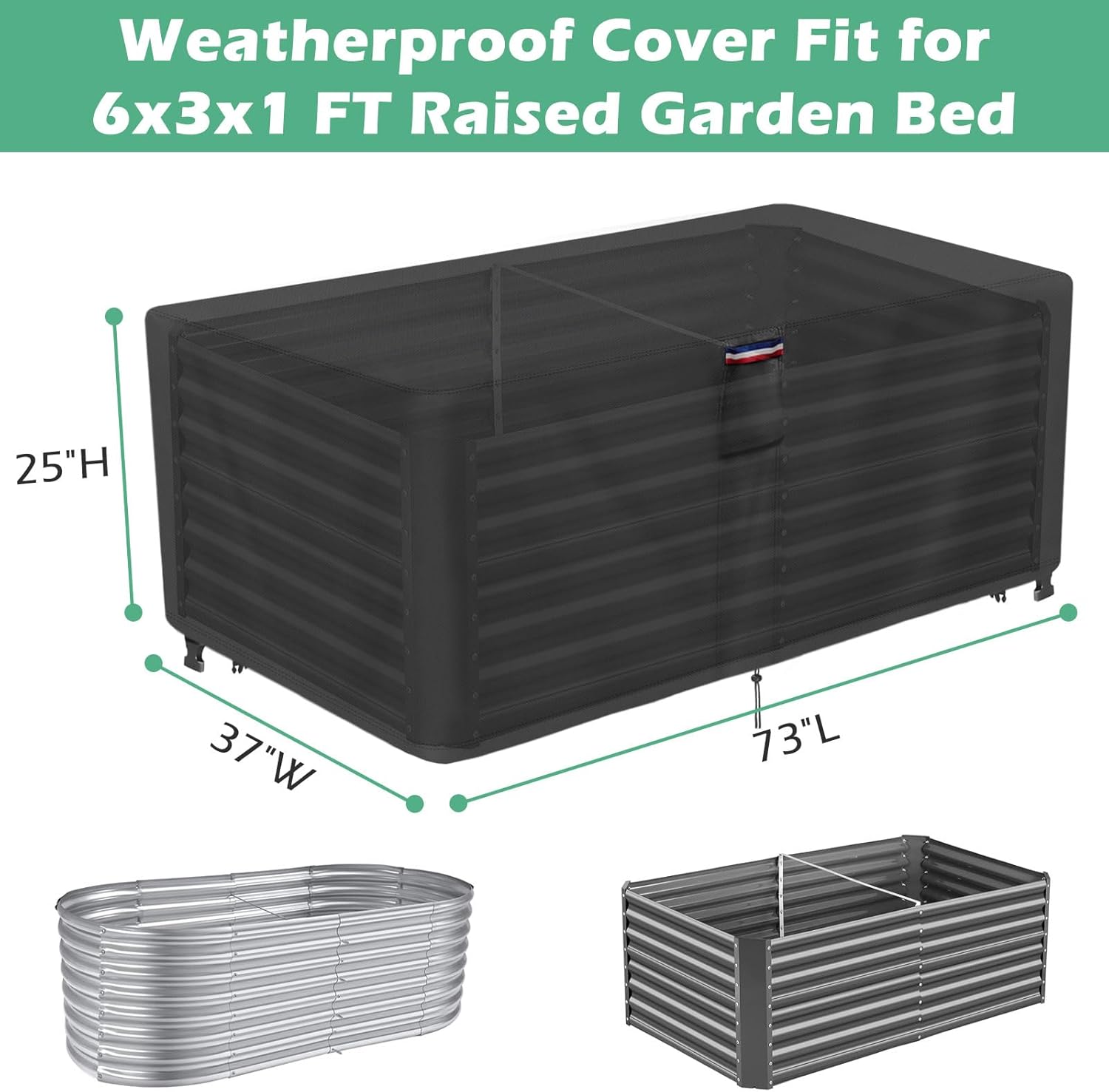 6x3 FT Raised Garden Bed Cover - Heavy Duty Frost Cover for Outdoor Winter Frost Cold Weather Plant Freeze Protection Covers, Black 73" x 37" x 25"