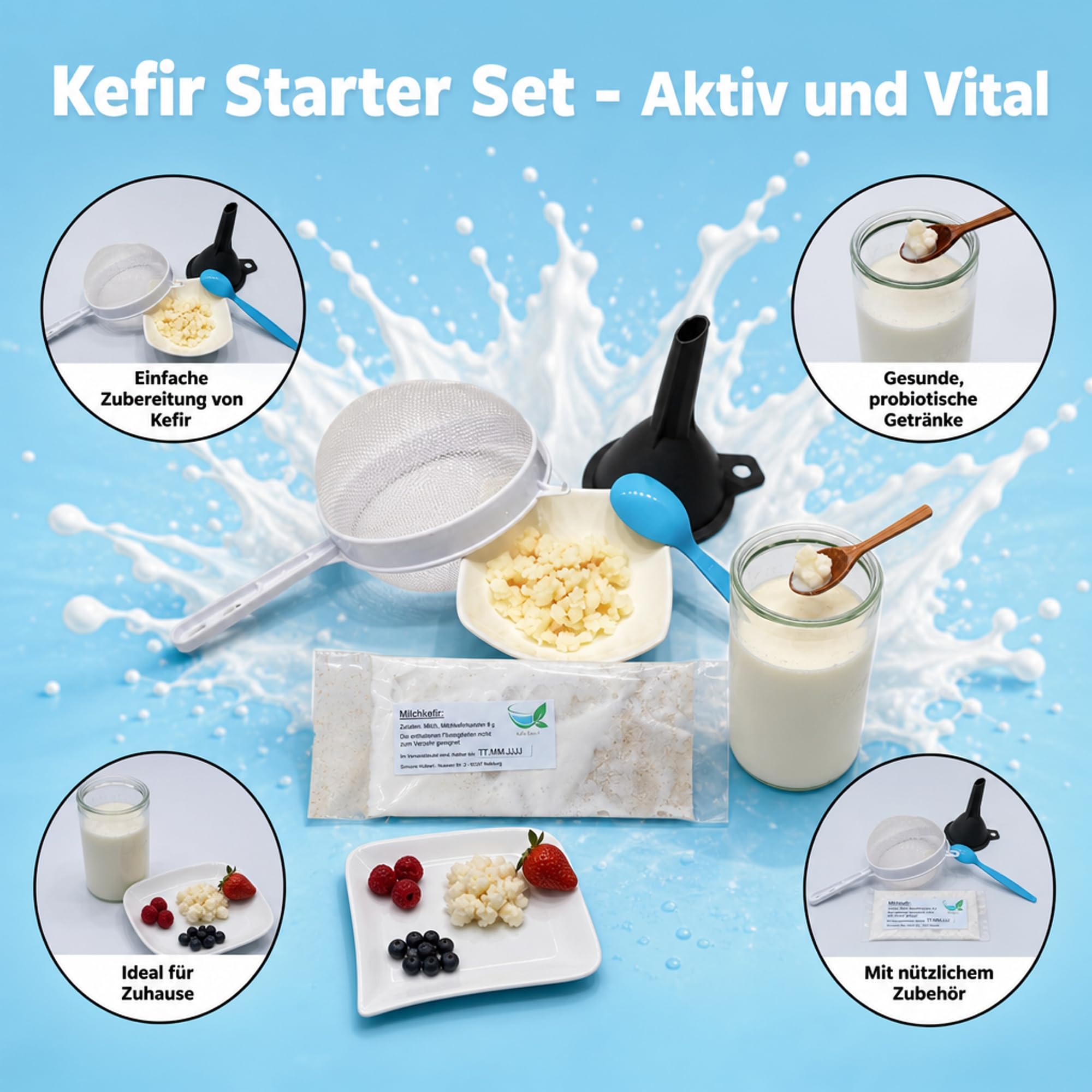 Starterset Milchkefir klein, Kefirknollen zur Herstellung von Kefir, aktiv und vital