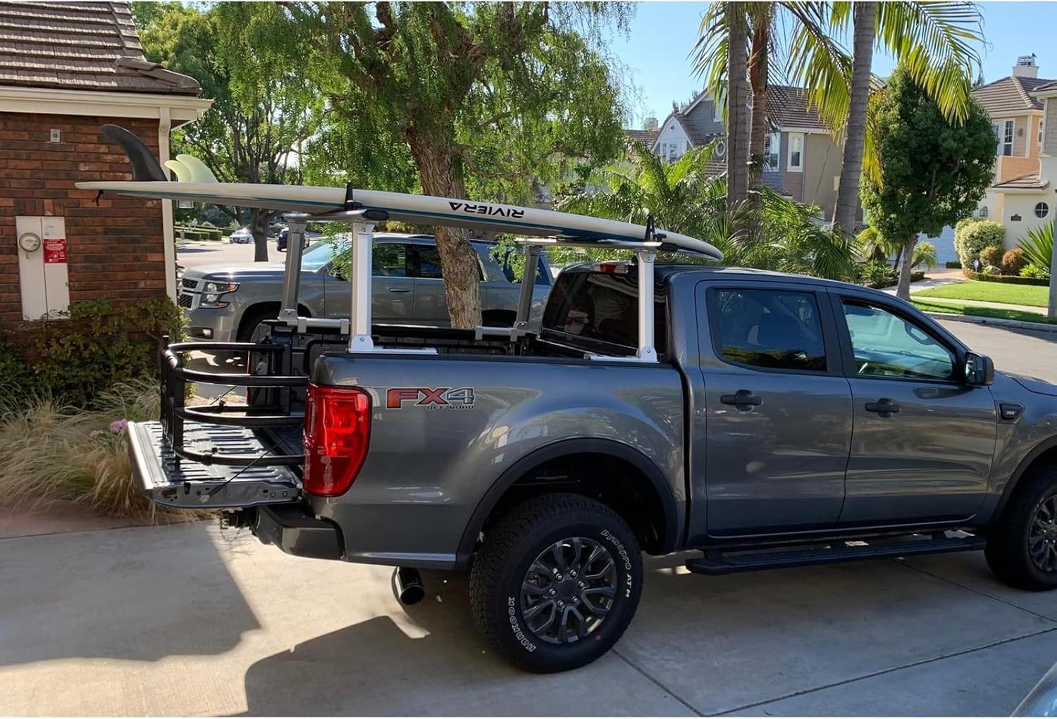 Non-Drilling Aluminum Truck Rack, Heavy Duty Width and Height Extendable Truck Bed Ladder Rack, Fit for Max 66" Wide Truck Bed, 600 lb. Capacity