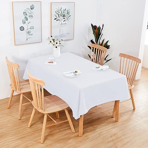 Miniatura 6 de Mantel rectangular de poliéster de 60 x 102 pulgadas, mantel lavable para mesa de 6 pies, perfecto para decoración de bodas, fiestas, restaurantes,