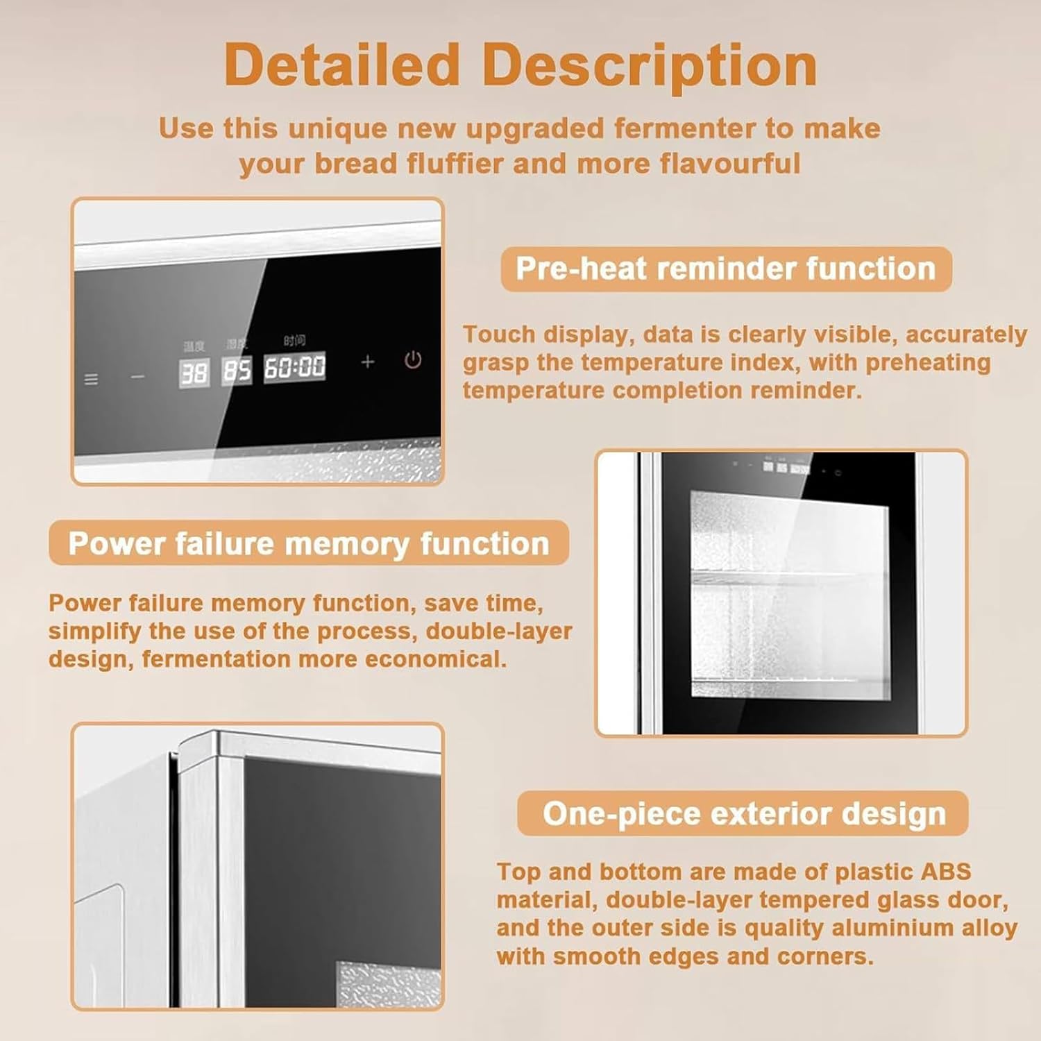 40L Bread Proofing Box with Humidity & Temperature Control, Adjustable 20-50°C Dough Proofer Machine for Even Fermentation, Perfect for Home Baking