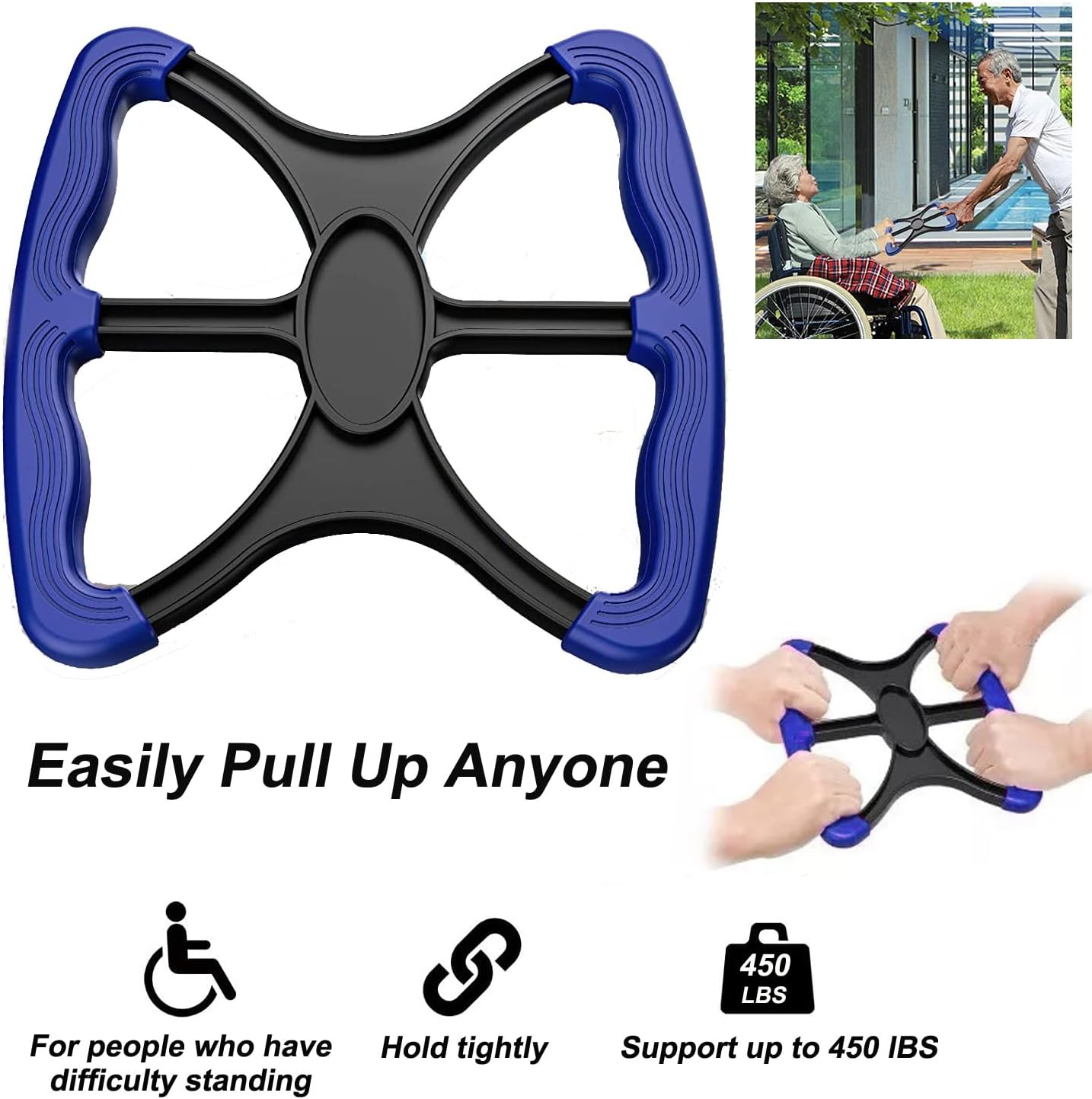 Stand Assist Aid for Elderly, Senior, Bariatric, Patient or Disabled Assists Caregiver or Nurse, Portable Assistive Devices Lift Standing Aid with No-Slip Grip Handles Lift Handle