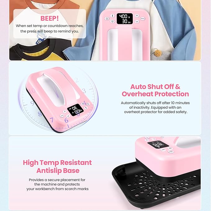 Prensa Térmica Mini Portátil Whubefy 7x5 Pulgadas con Bluetooth miniatura 3