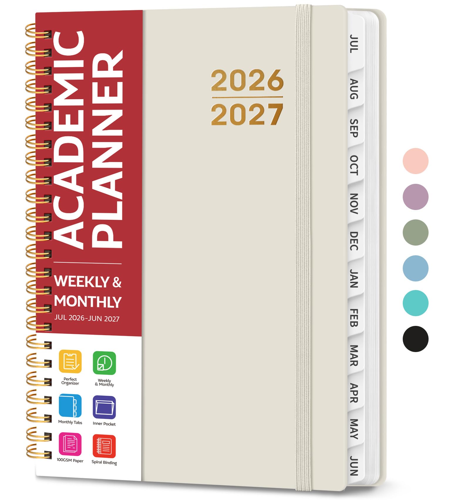 Planner 2026-2027 for Women & Men, Academic Monthly and Weekly Calendar Planner, Jul 2026 - Jun 2027, A5 (6.3" x 8.5"), Teacher Student Planning Book with Tabs, Ideal for Office School Supplies