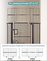 Vista 6 de No Pawblems - Puerta elevada para mascotas de 71" de altura extra para gatos, puerta automática de 29-43" para puertas/escaleras/pasillos, SIN