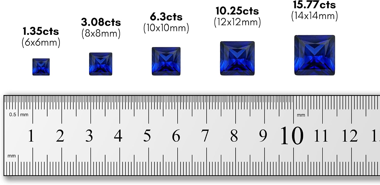 Princess Cut Royal Blue Loose Synthetic Sapphire Stone Created Corundum Gemstone Faceted VVS Grade (1Pcs)