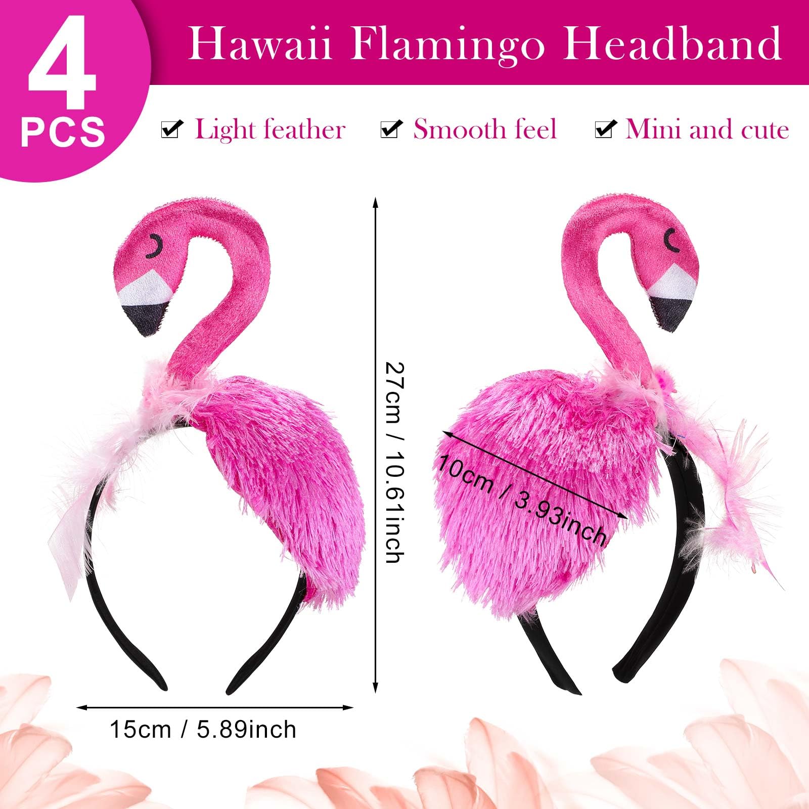 2238 8 Pcs Hawaii Flamingo Headband Pink Feather Boa Set Flamingo Headdress Amazon.com: Solsew 8 Pcs Hawaii Flamingo Headband Pink  main image 3