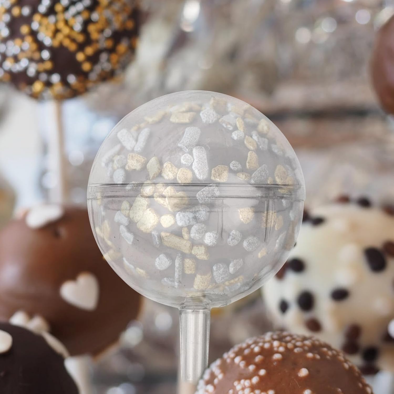 Luxshiny Chocolate Truffle Boxes Candy Packaging Case Holders and Natural Color Stems Set for Party Favors Wedding Bouquet DIY – 100pcs Candy Wrappers 100 Stem Covers