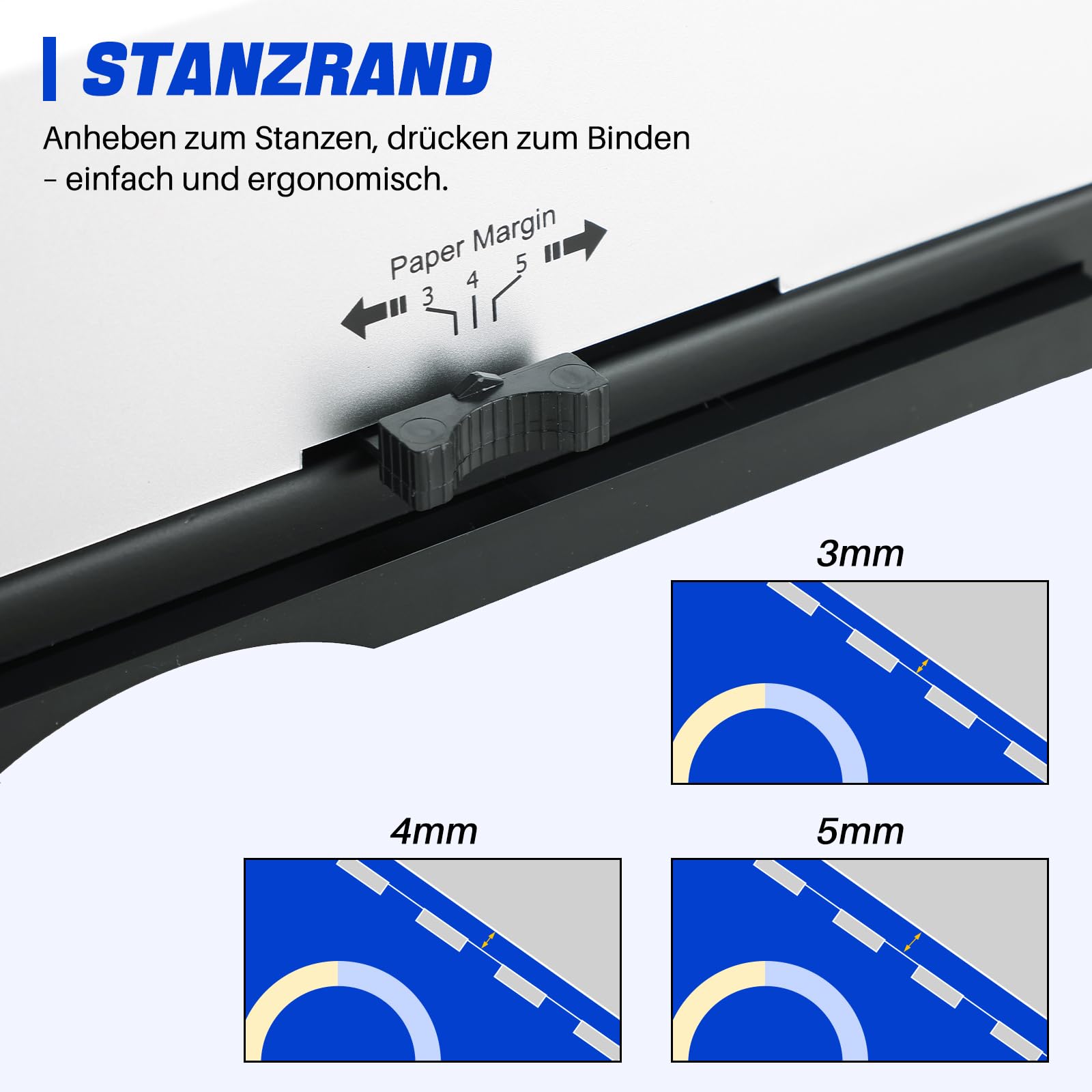 DASBET Kammbindemaschine 21 Löcher 450 Blatt Kammpapier Stanzbinder