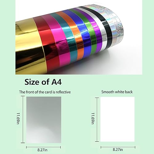 Miniatura 2 de TGXRZX Papel metálico de color de papel de aluminio con base de tarjeta de espejo, papel con purpurina, 15 piezas de cartulina hecha a mano para