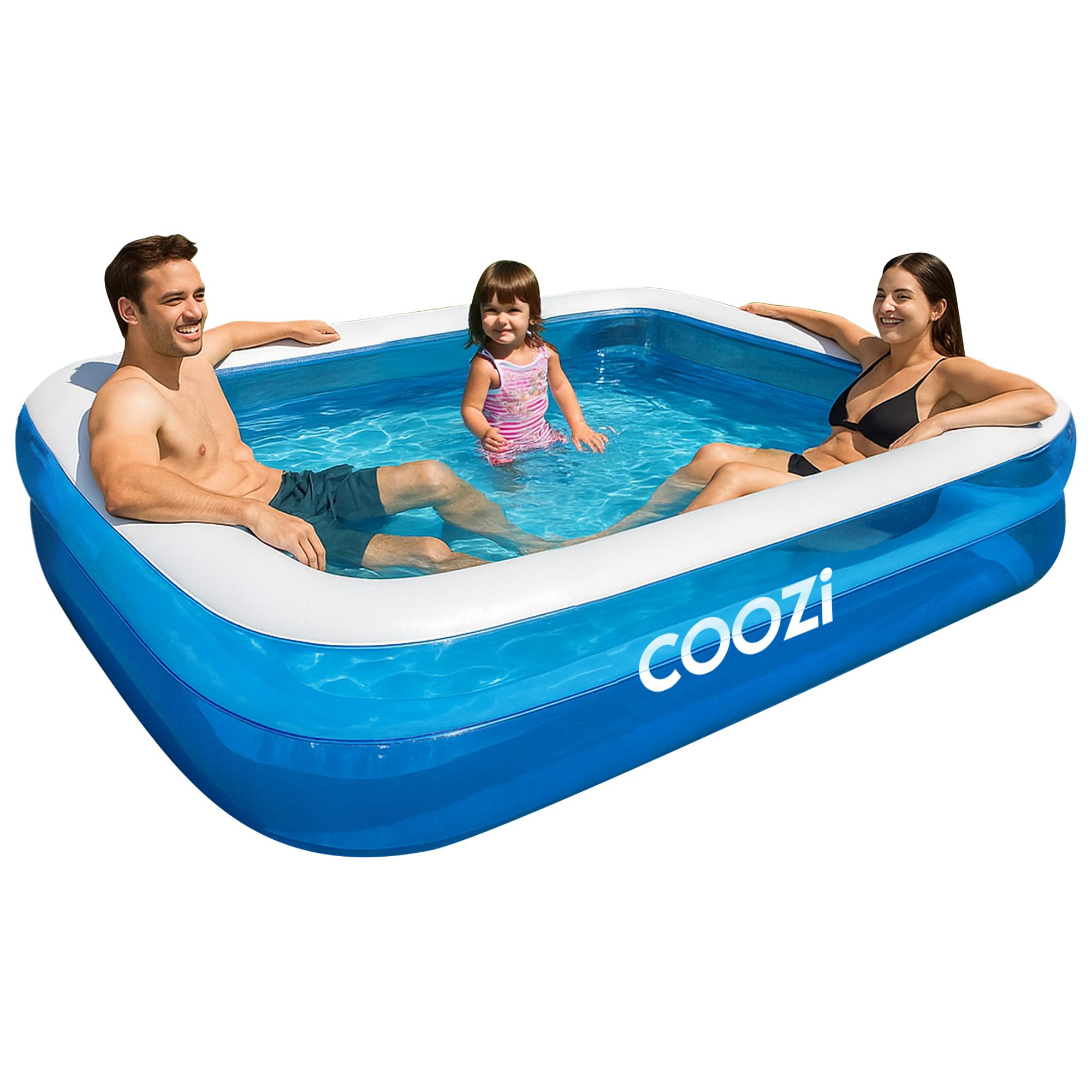 Coozi Pool Paddling – 2.6M Large Inflatable For Kids, Toddlers & Adults, Durable Outdoor Swimming S With Self-Adhesive Repair Patch, Rectangle S For Summer Fun