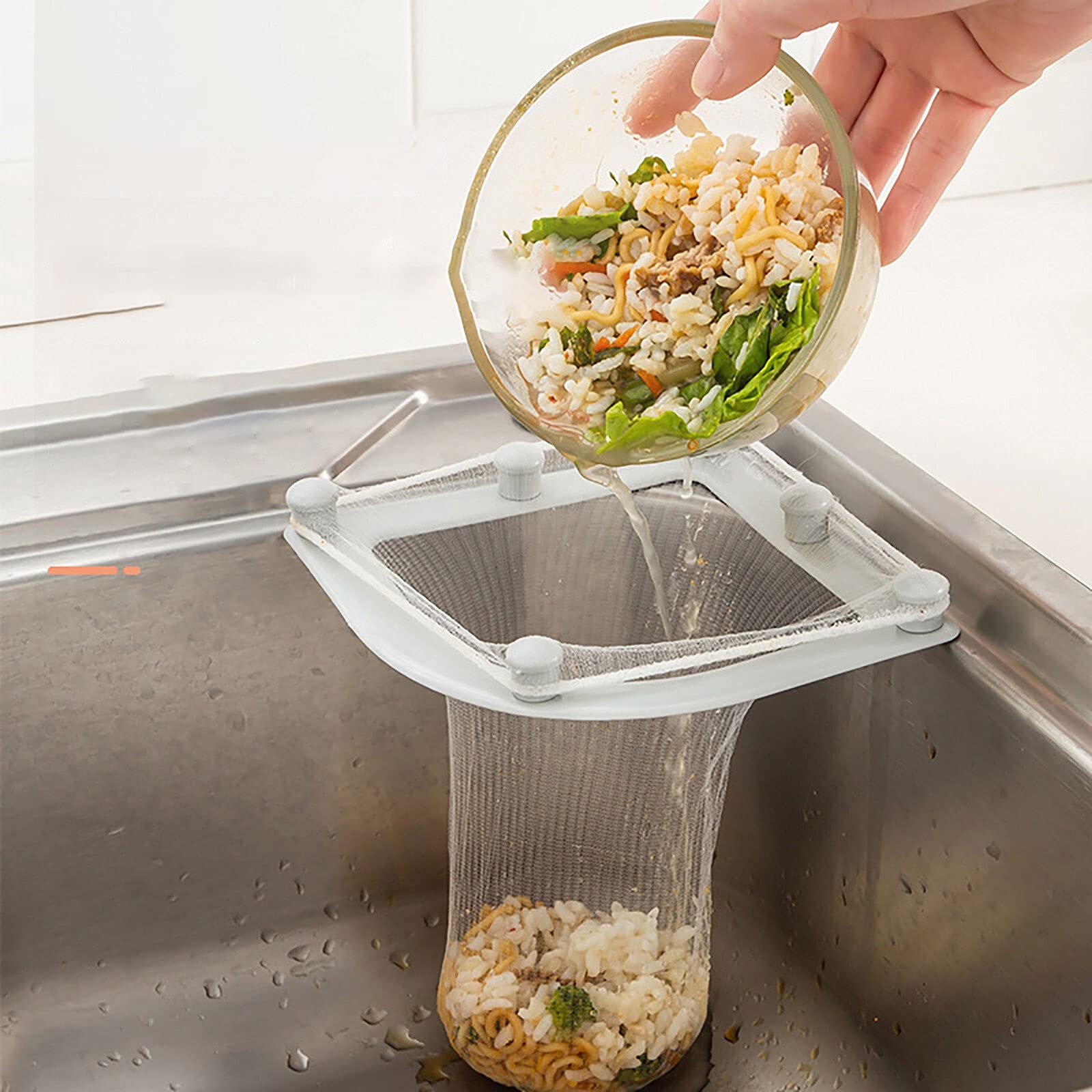 Cesta coladora triangular para fregadero, escurridor de verduras, frutas, cesta con ventosa para almacenamiento de cocina, estante de filtro para fregadero (gris)