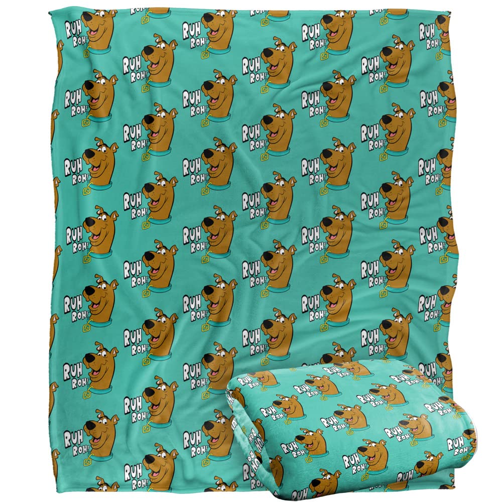 Logovision Multicolor Scooby Doo! Ruh Roh Face Pattern Officially Licensed Silky Touch Super Soft Throw Blanket 152 X 127 Cm