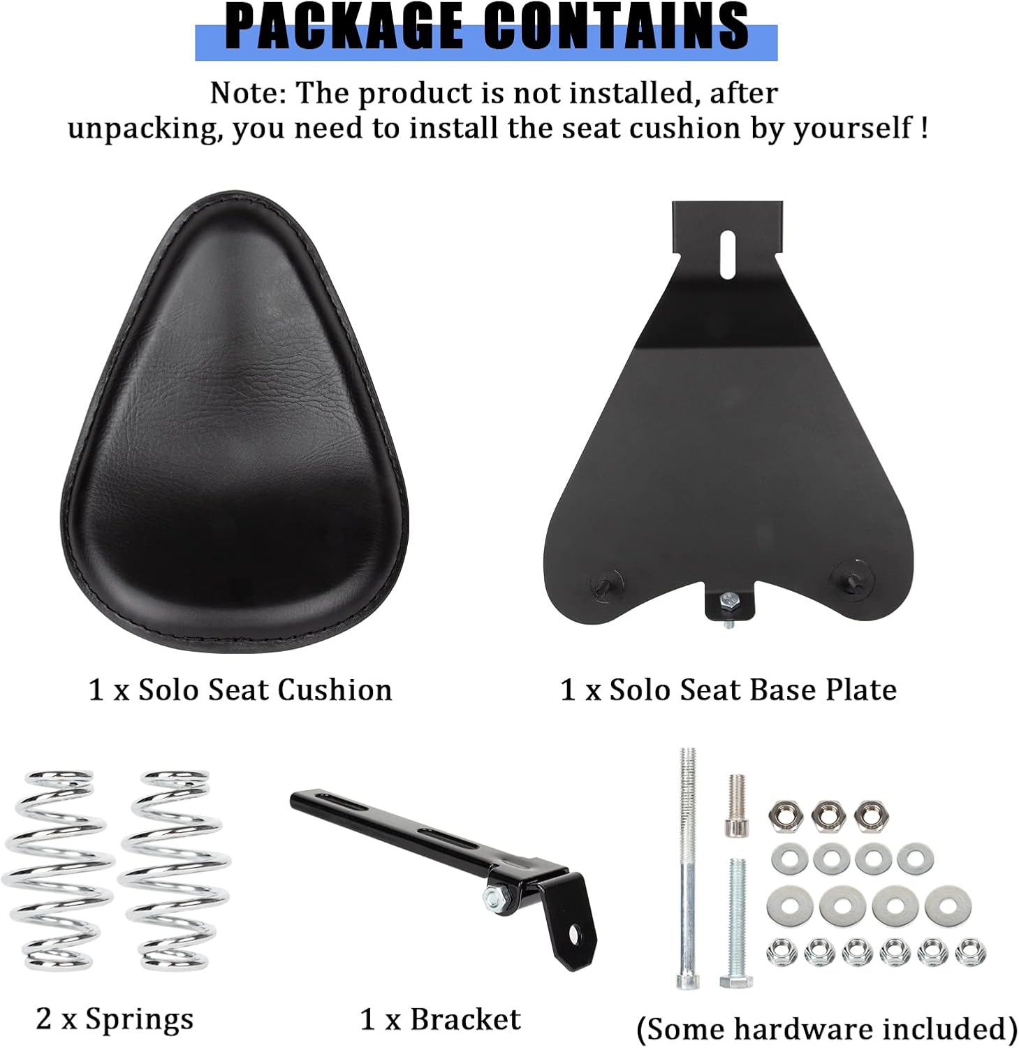 Solo Seat, PSLER Motorcycle Spring Solo Seat Spring Bracket Cushion Kit for Sportster XL 883 1200 Chopper Bobber Custom