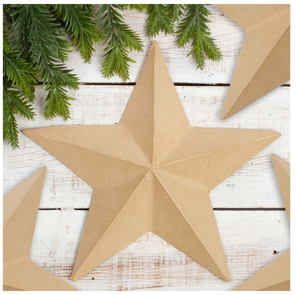 Group of 6 Paper Mache Stars by Factory Direct Craft for Christmas Decorating and Patriotic Displays - 12