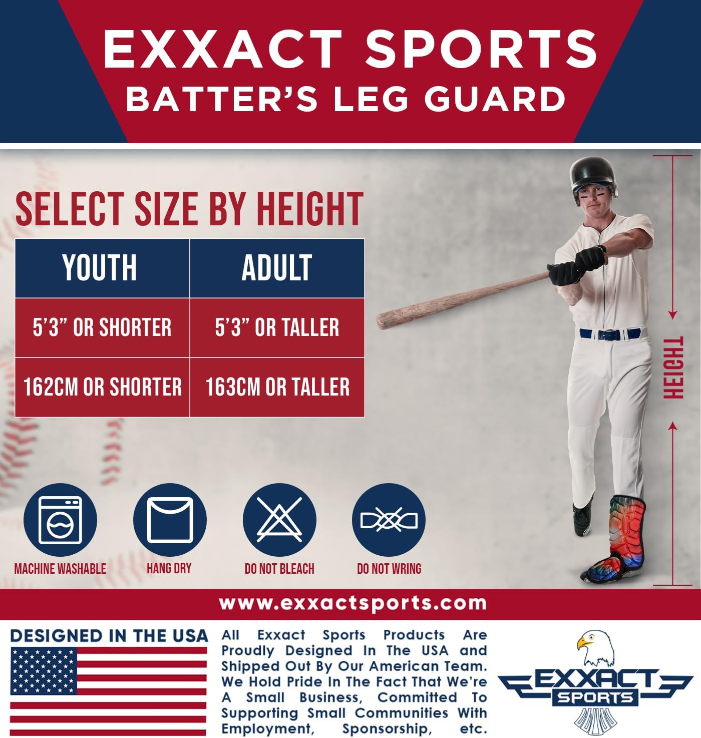 Exxact Sports Batter's Baseball Leg Guard with Adjustable Straps, Shin Guard Baseball Youth & Adult Size