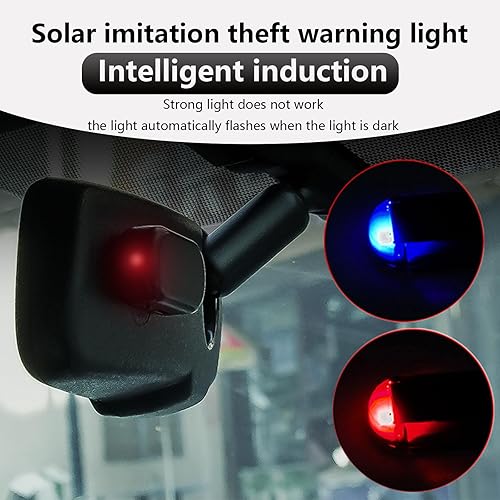 Miniatura 5 de 1 luz LED solar intermitente de seguridad para automóvil con puerto USB, accesorios de luz de alarma antirrobo para vehículos, luz de advertencia de
