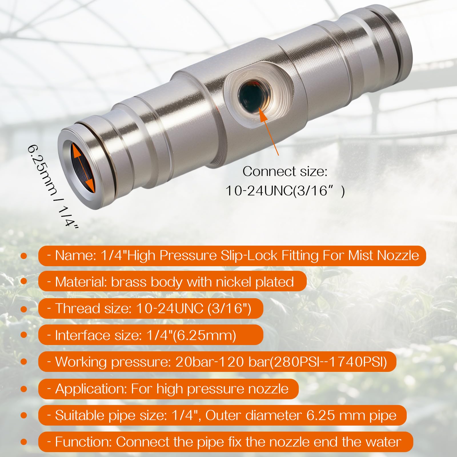 25pcs Antideslizante de Acoplamiento rápido Lock (un Agujero) 3/8 ", 1/4", latón Conector Recto nnion, Slip Conector para Sistema de portátil con vaporizador