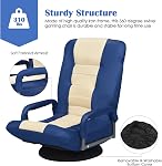 S AFSTAR Floor Gaming Chair, Swivel Foldable Chair with Armrest & 6-Position Adjustable Backrest, Folding Rocker for TV Reading & Home Office (Blue)