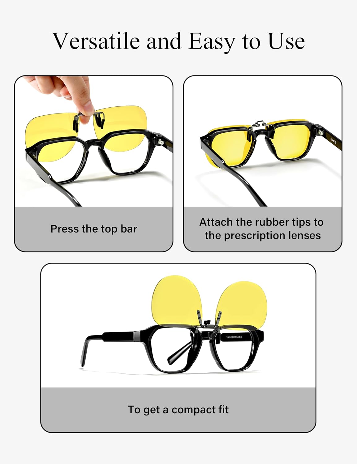 Slocyclub Clip On Blue Light Blocking for Women and Men,Flip-Up Design for Computer, TV, Gaming Reduces Eye Strain