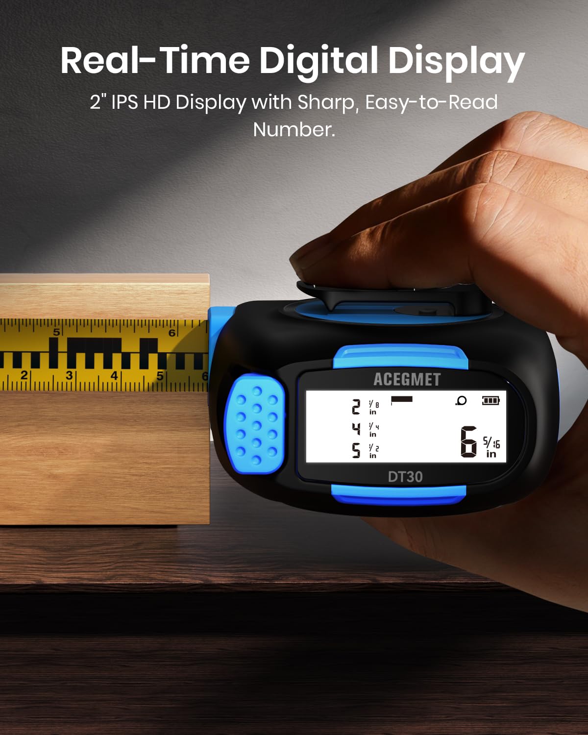 ACEGMET DT30 Digital Tape Measure, 131ft Laser&16ft Tape, ±1/16" Precision — Amazon image 3