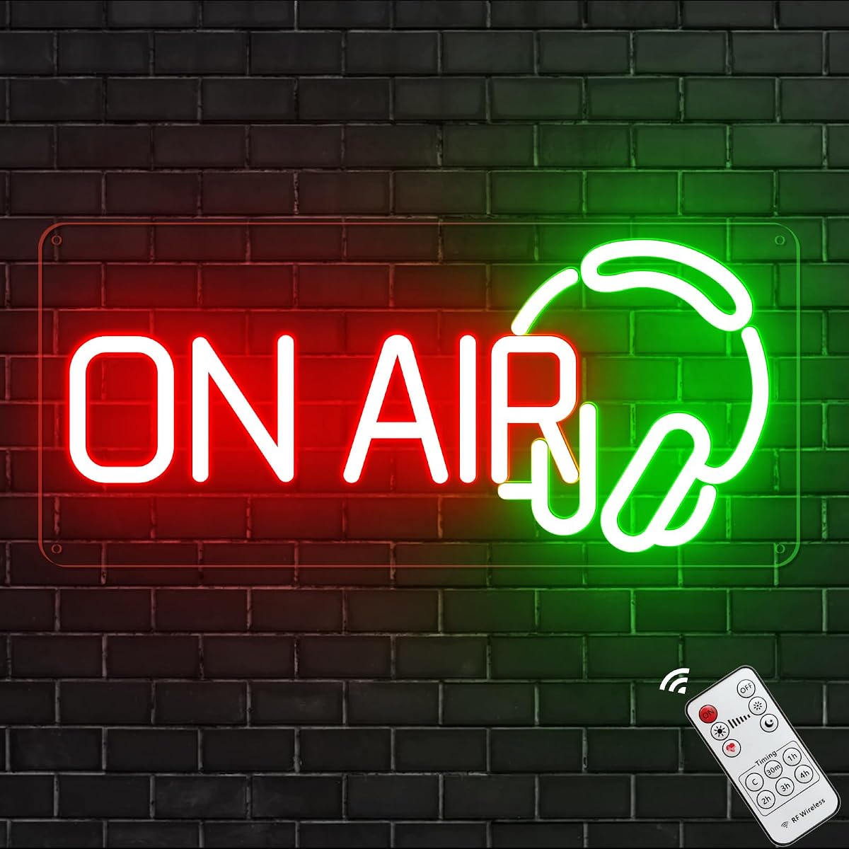 KiMineon On Air Neon Sign - Red Green LED Light, USB Powered, 15 inches,