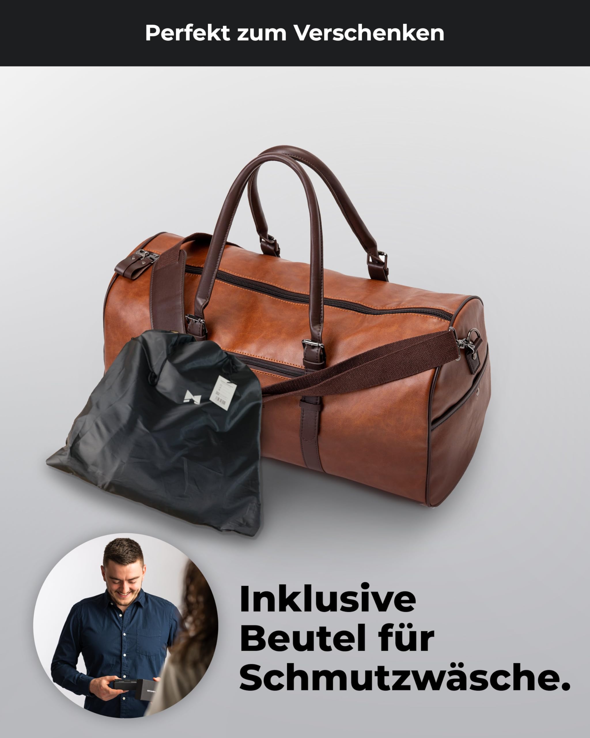 Gentlemen's® Weekender London - Reisetasche mit separatem Schuhfach - Sporttasche für jeden Anlass - vegan mit Schultergurt und Trackerfach - Perfekt für Reisen, Arbeit und Sport