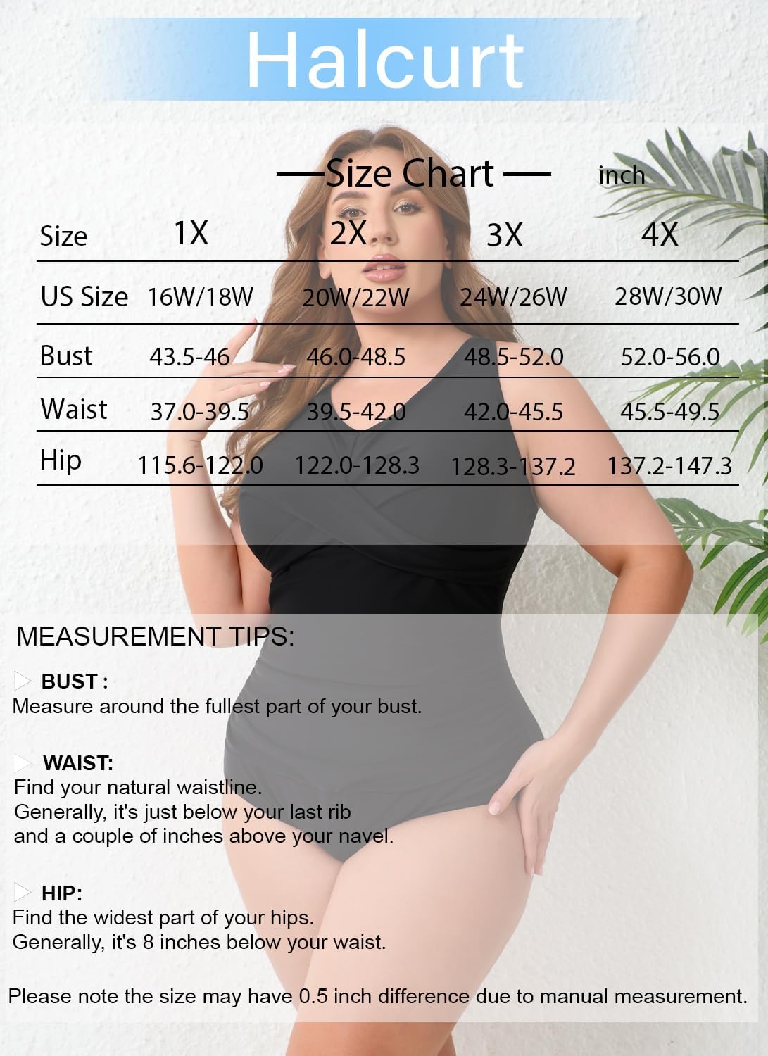 Halcurt Plus Size One Piece Swimsuit for Women Twist Front Tummy Control Full Coverage Retro Bathing Suit - Image 6