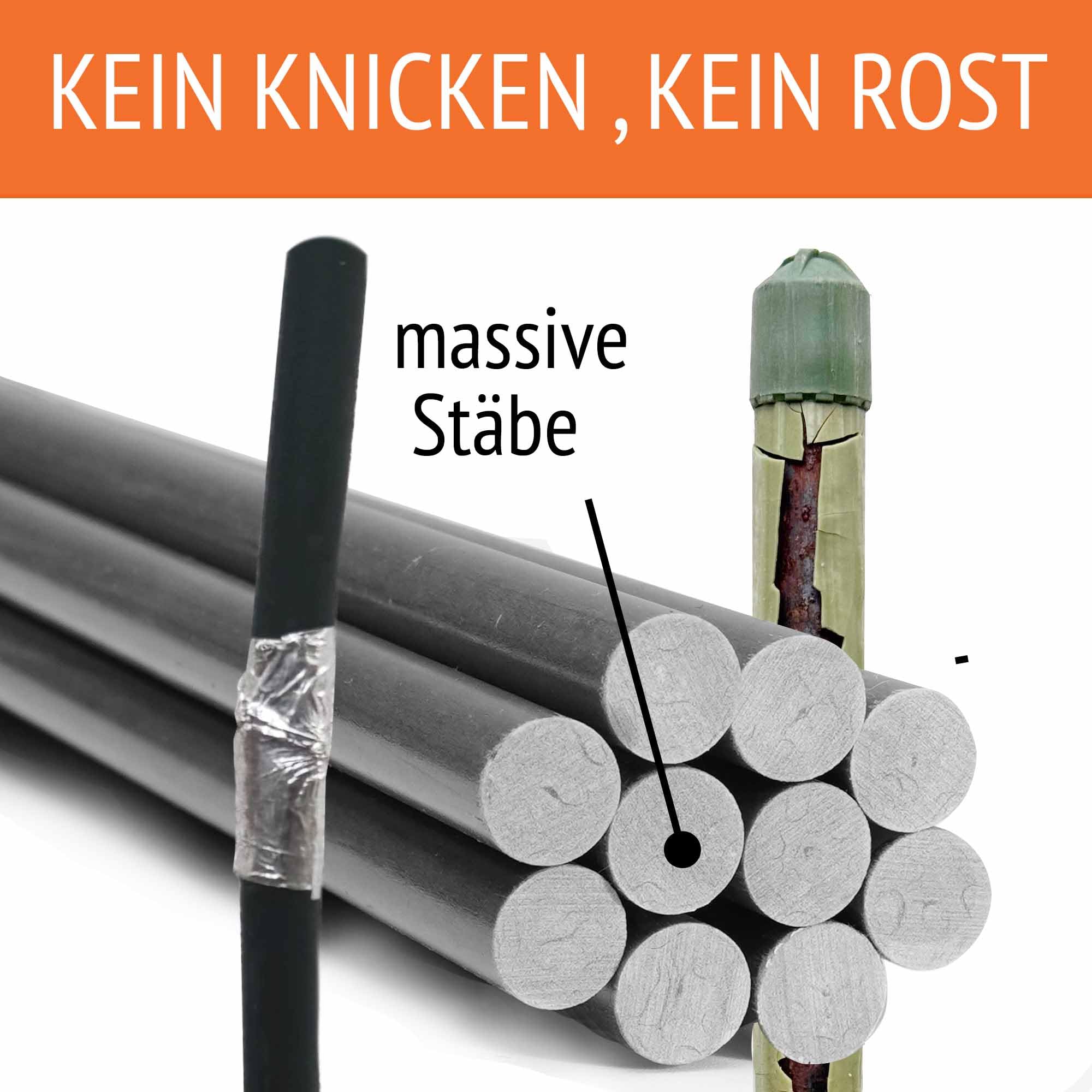 20 sehr stabile Pflanzstäbe, Stäbe für Pflanzen, 1m x 7mm schwarz, Pflanzstab, Rankstab, Pflanzenstab, Rankstäbe, Tomatenstäbe, Tomatenstangen, Bohnenstangen, Pflanzenstäbe