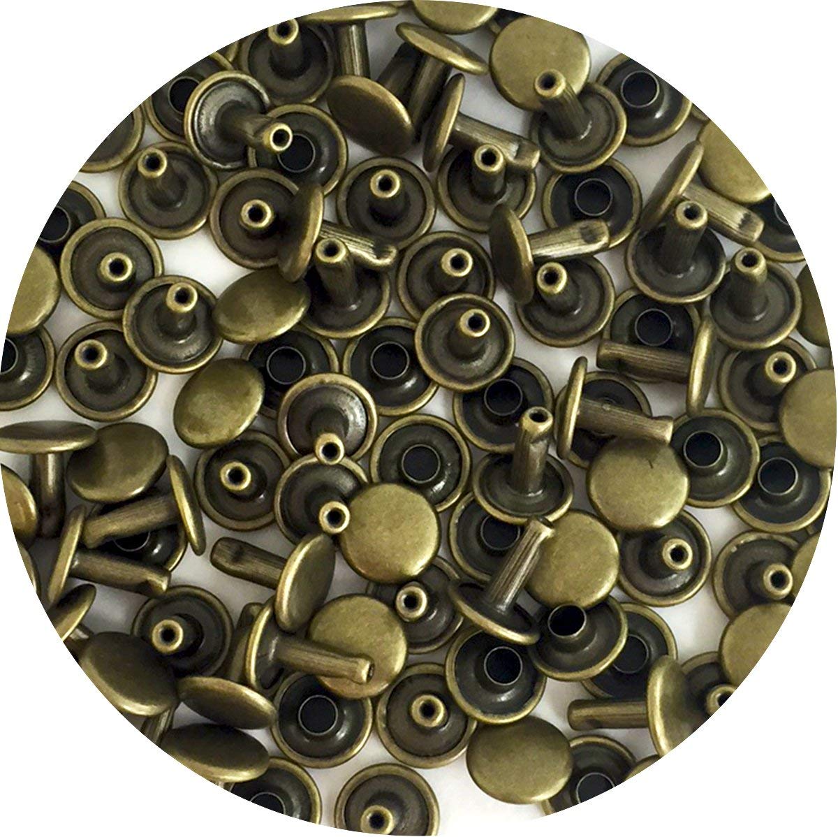 Asiatic Antique Brass Medium Double Cap Rivets 100pcs DIY Leather Craft.