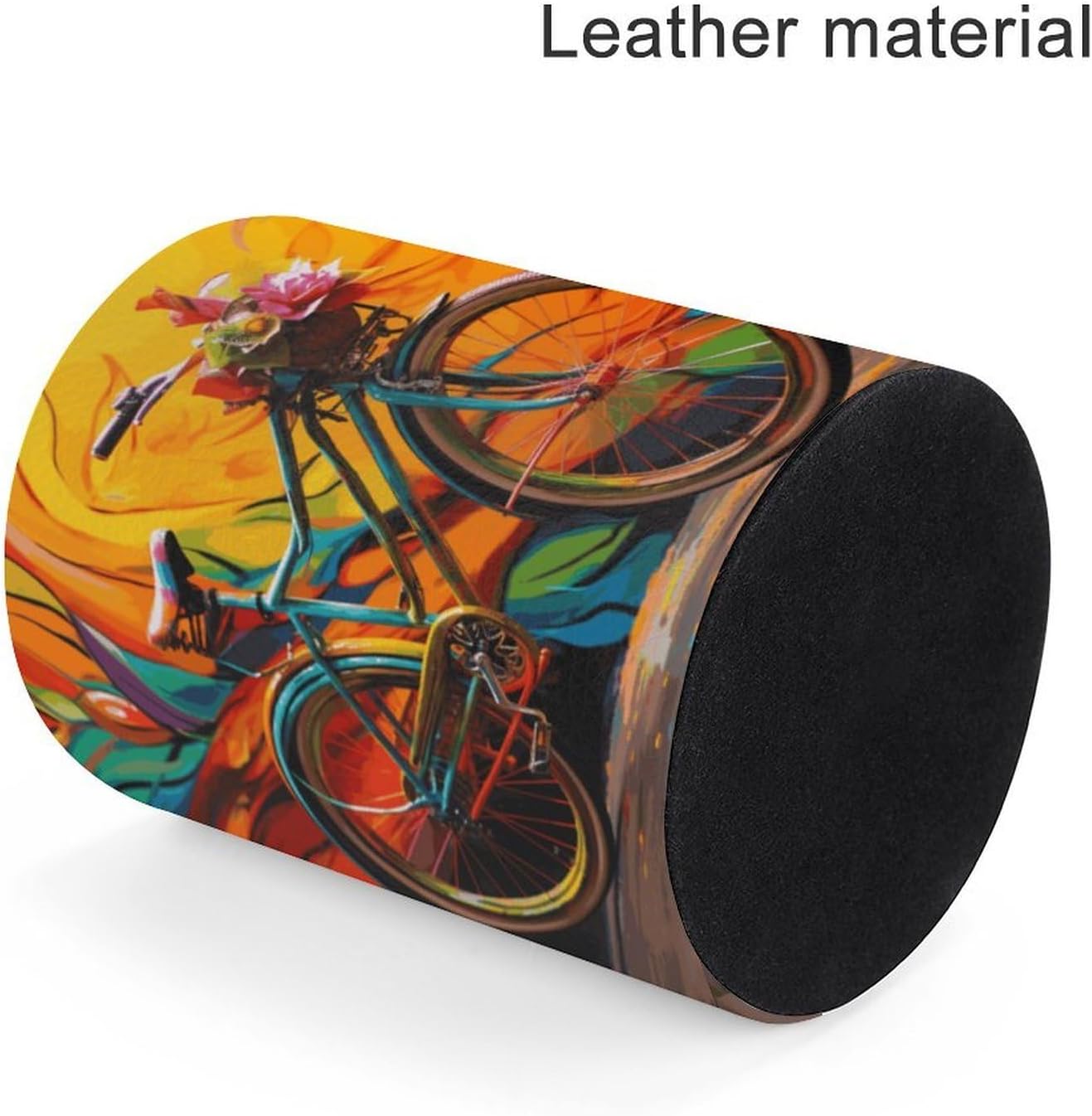 PU Leather Round Pen Holder Colorful Bicycle Desk Organizer image 4