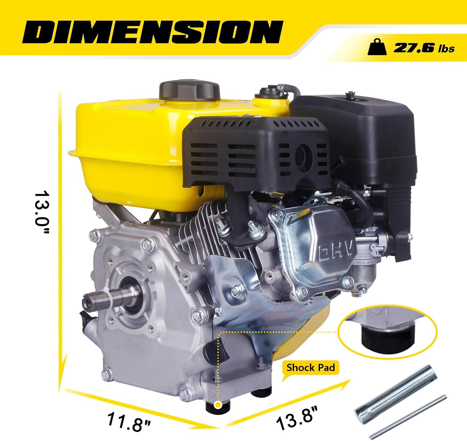 Aceup Energy 7HP 212cc Gas Engine Horizontal Shaft, 4 Stroke OHV Gas Motor, Shaft 3/4" (19mm) Diameter Recoil Start