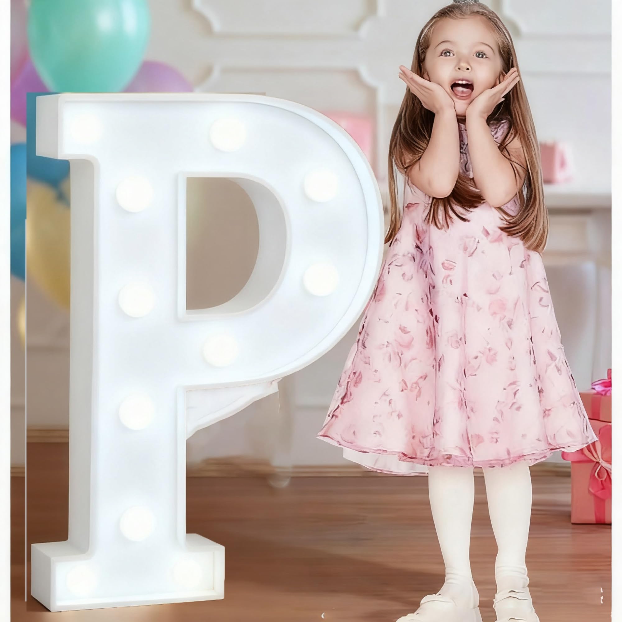 4FT Light Up Wedding Letters Large For Party Decor, Marquee Birthday Graduation Baby Shower Decorations, Mosaic Arch Stand Pre-cut Foam Cardboard(P,100cm)