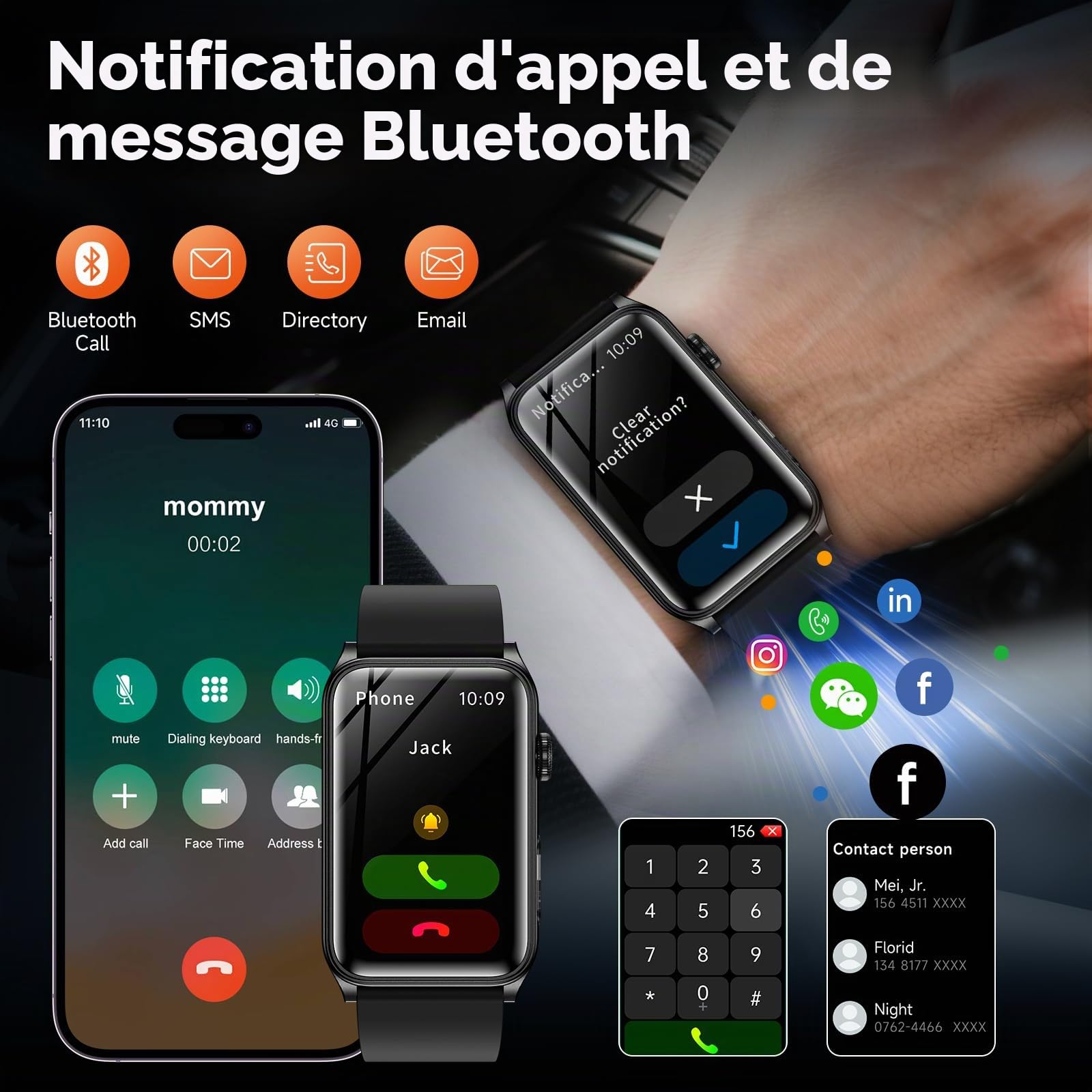 Marsyu 2025 Montre Connectée Homme avec Appel Bluetooth,1,57" Montre Intelligent avec Lampe de Poche LED,120+ Modes Sportifs Moniteur de Sommeil Podometre Bracelet Intelligente pour Android iOS