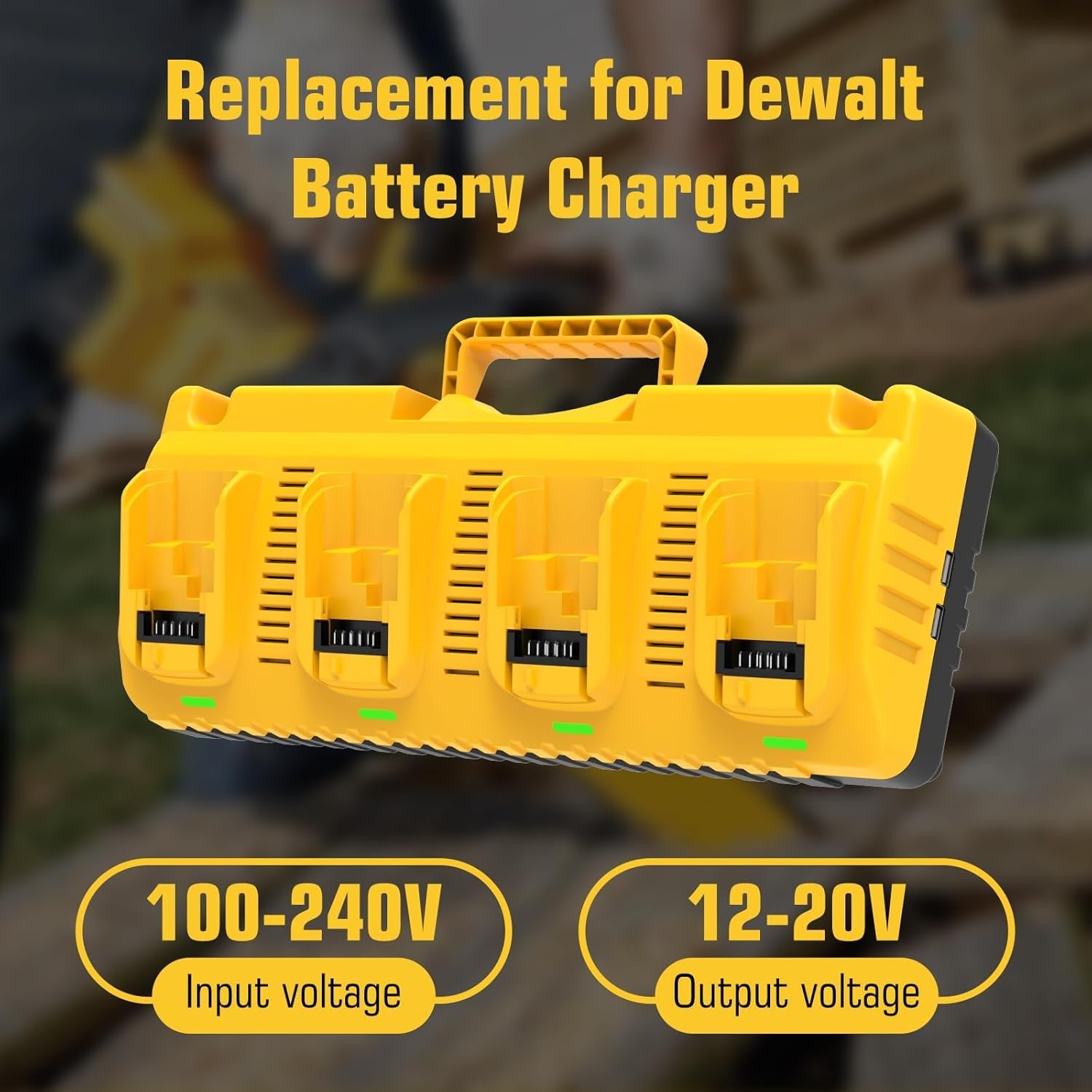 Catastro 8000mAh Replacement for Dewalt 20V Battery and DCB104 Charger Compatible with Dewalt 20 Volt DCB200 DCB201 DCB206 DCD DCF DCG Series Cordless Power Tools (Yellow)