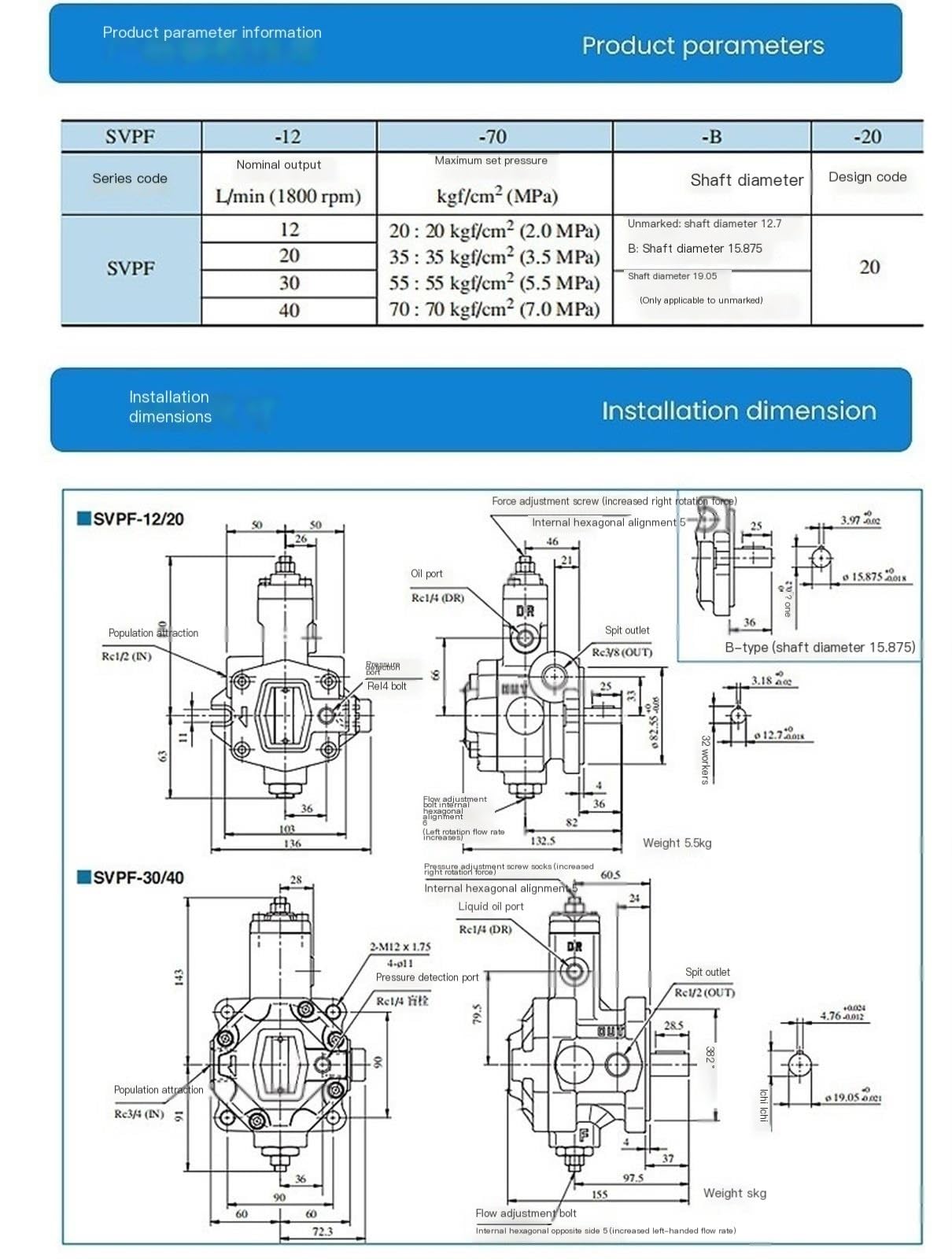 Variable Flügelzellenpumpe SVPF-12/15/30/40-20 Hochdruckpumpe YIJIAN