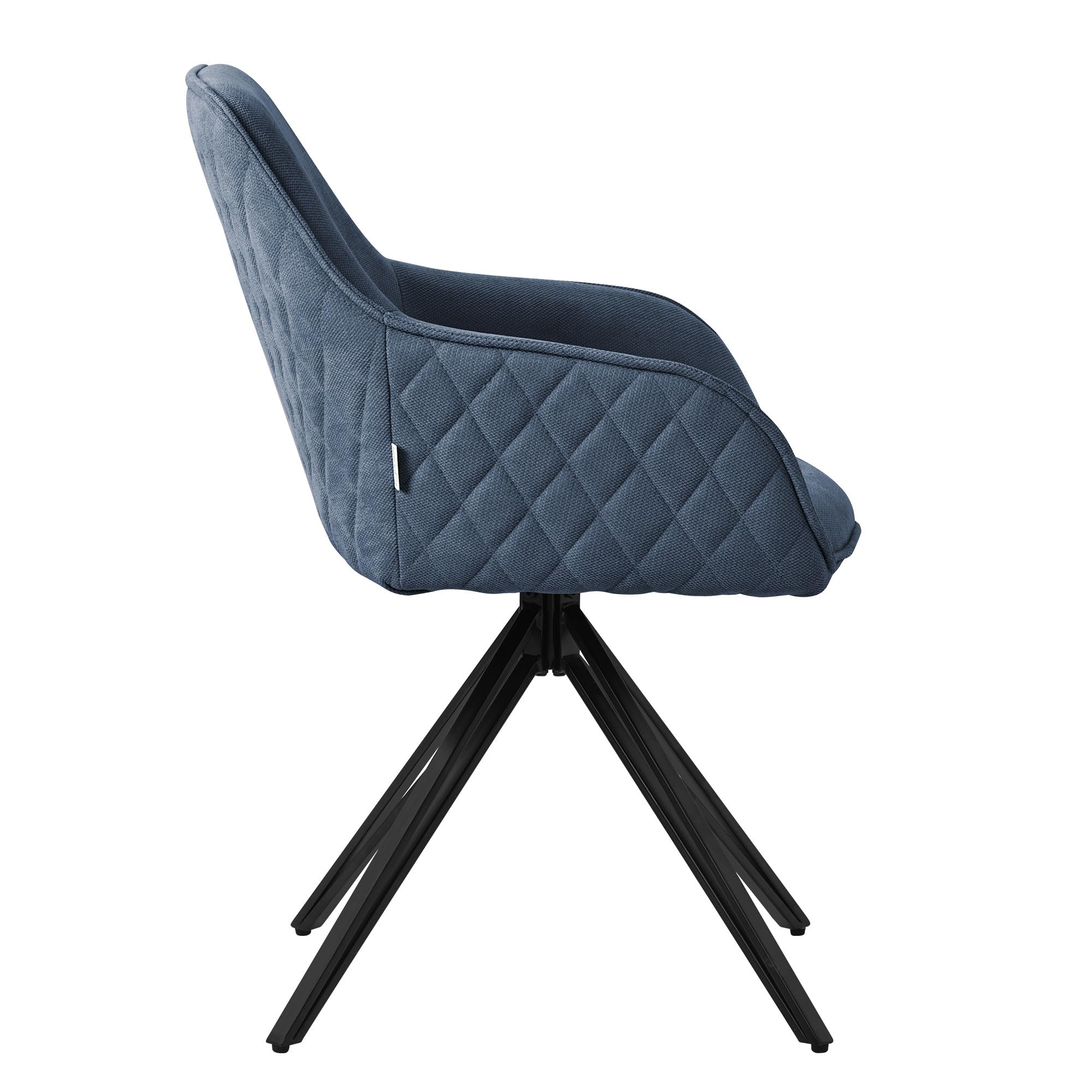 ML-Design Silla de Comedor Giratoria con Respaldo y Reposabrazos Asiento Azul de Tela Tejida Tapizado con Patas de Metal Sillón Diseño Ergonómico Moderno para Salón, Escritorio o Cocina