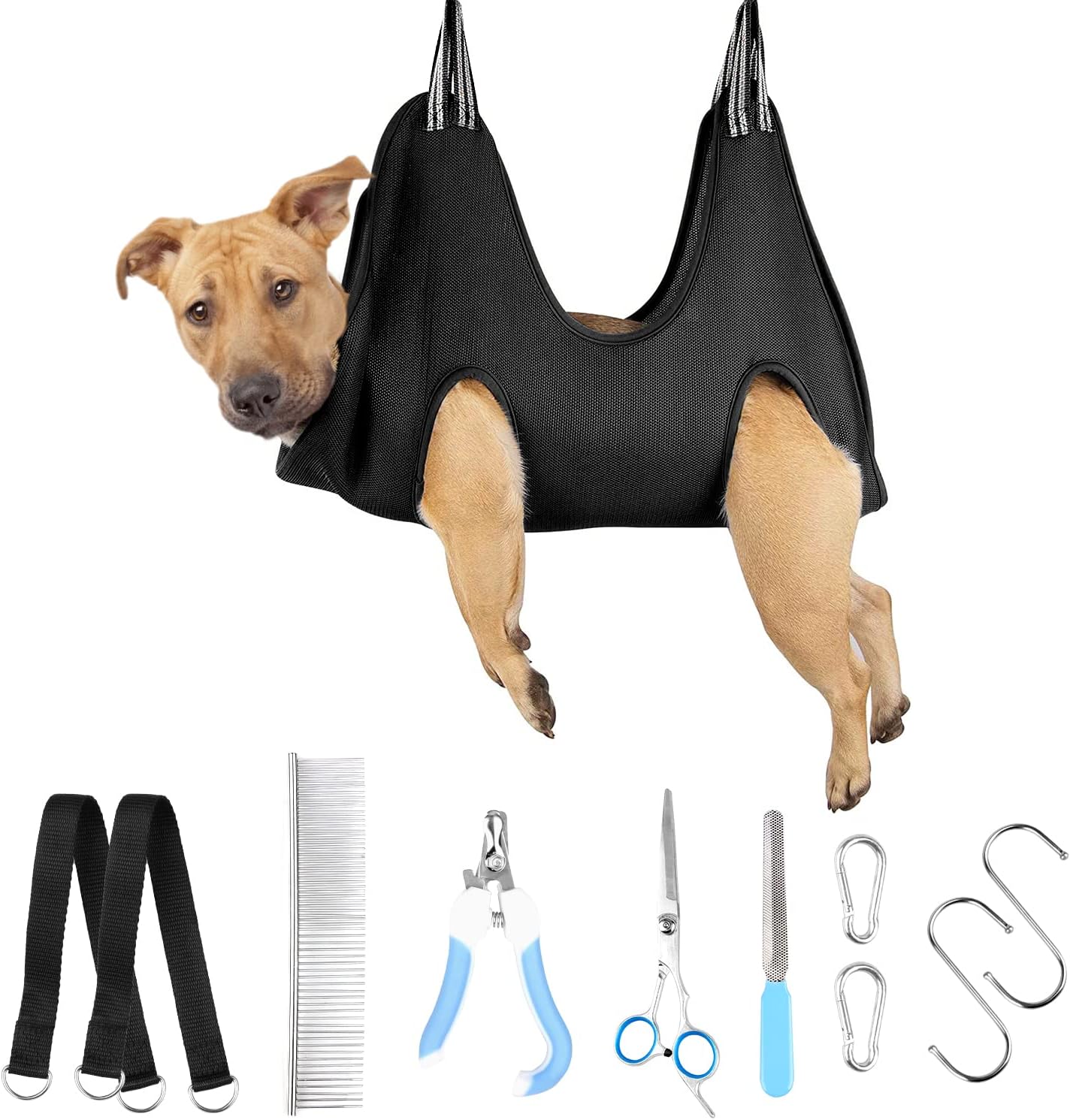 11 in 1 Pet Grooming Hammock Harness with Nail Clipper Dog Grooming Hammock Small Pet Bathing Grooming Hammock Large,Dog Grooming…