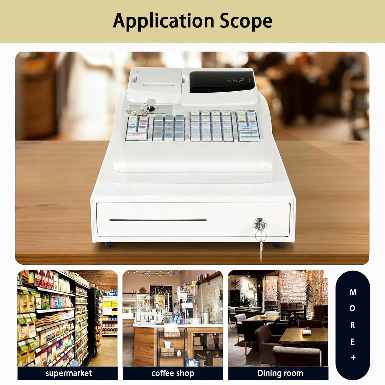Caja Registradora, Punto De Venta para Comercio Minorista. Sis-Tema Tpv, Caja Registradora Electrónica, Permite Crear Y Modificar Datos De Productos Y Generar Diversos Informes(White)