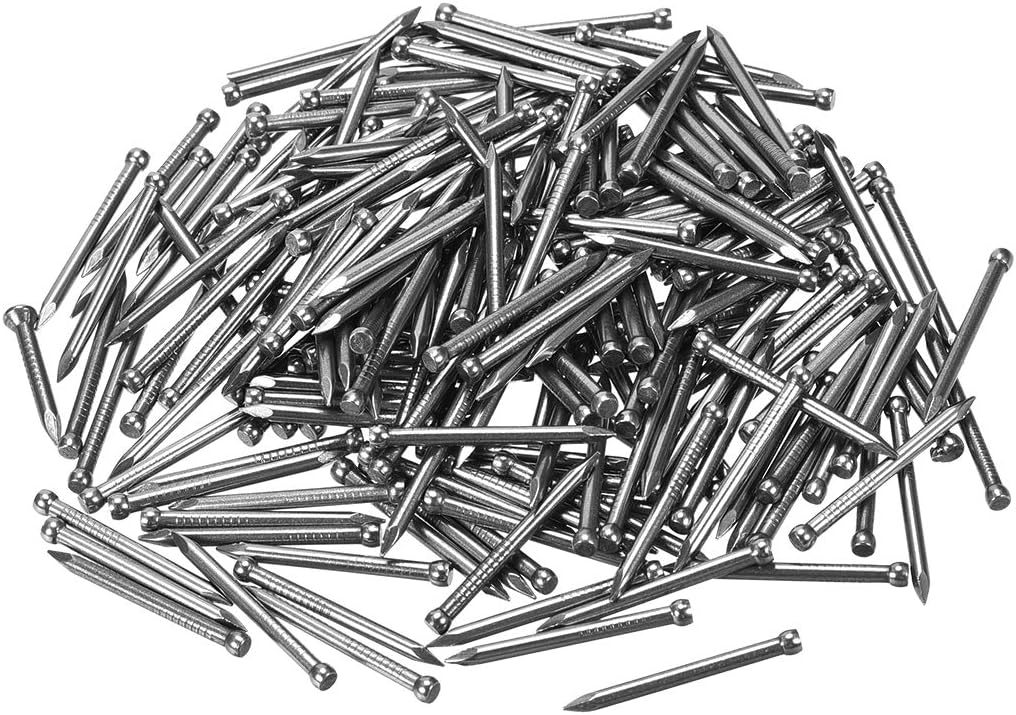 sourcing map Finishing Nails Hand-Drive Hardware Carbon Steel Nail 28mm 1.1-inches 100pcs, Silver