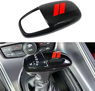 REMOCH Gear Shift Knob Head Cover for Dodge Charger Accessories 2015-2023 Challenger 2015-2024 Durango 2016-2026 ABS Interior Shell Insert Decoration Protector (Red Trim)