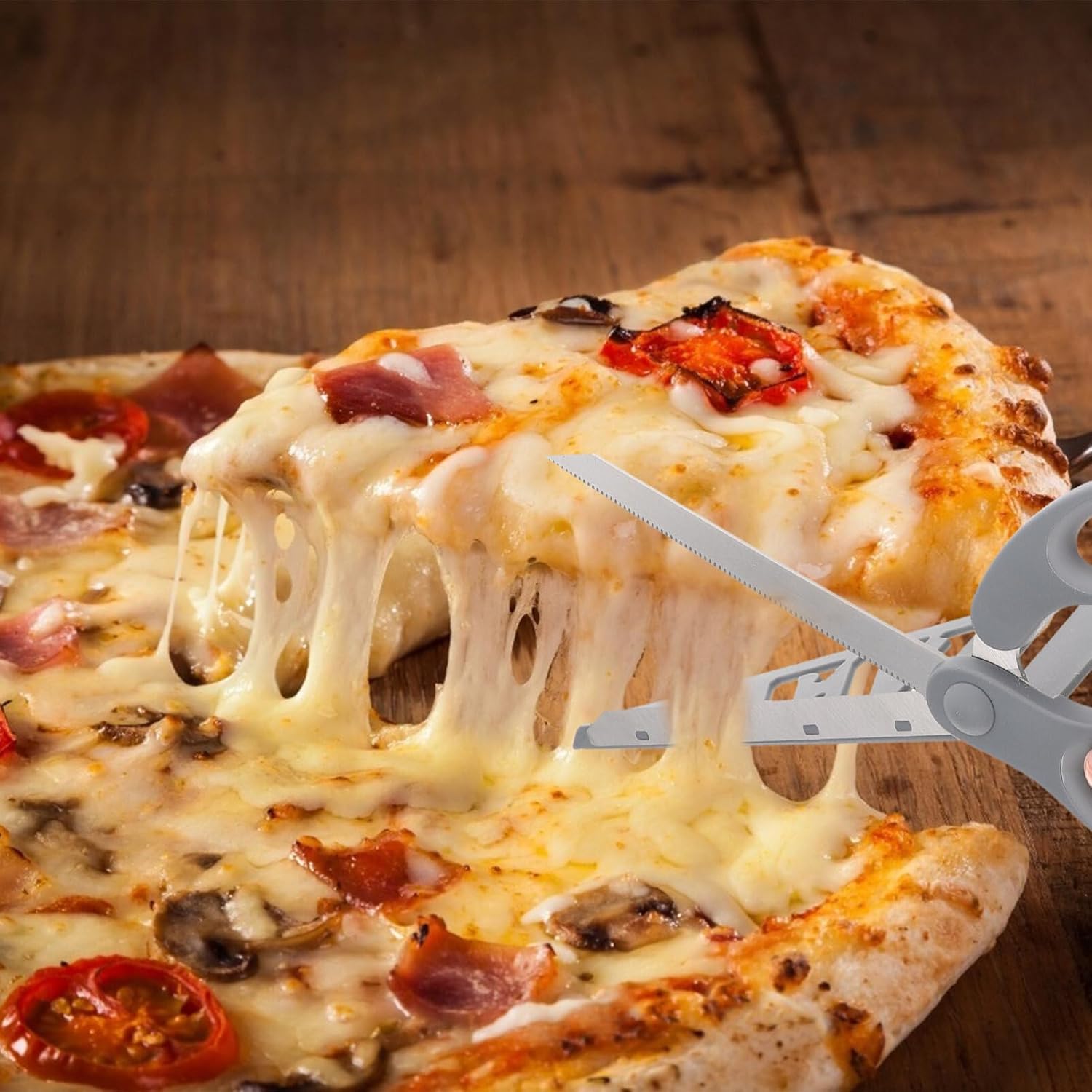 Amosfun Pizza Scissors – Stainless Steel Blade & Built-in Spatula, Cuts & Serves Pizza Without Toppings Sliding, Dishwasher-Safe for Home, Party & Gift