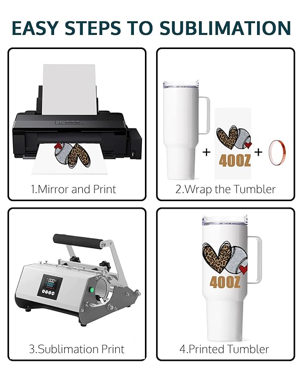 OFFNOVA 40oz Sublimation Tumblers with Handle, Stainless Steel Coffee Tumbler Blank, Double Wall Vacuum Sublimation Travel Cups for Heat Press Printing by OFFNOVA - Image 5