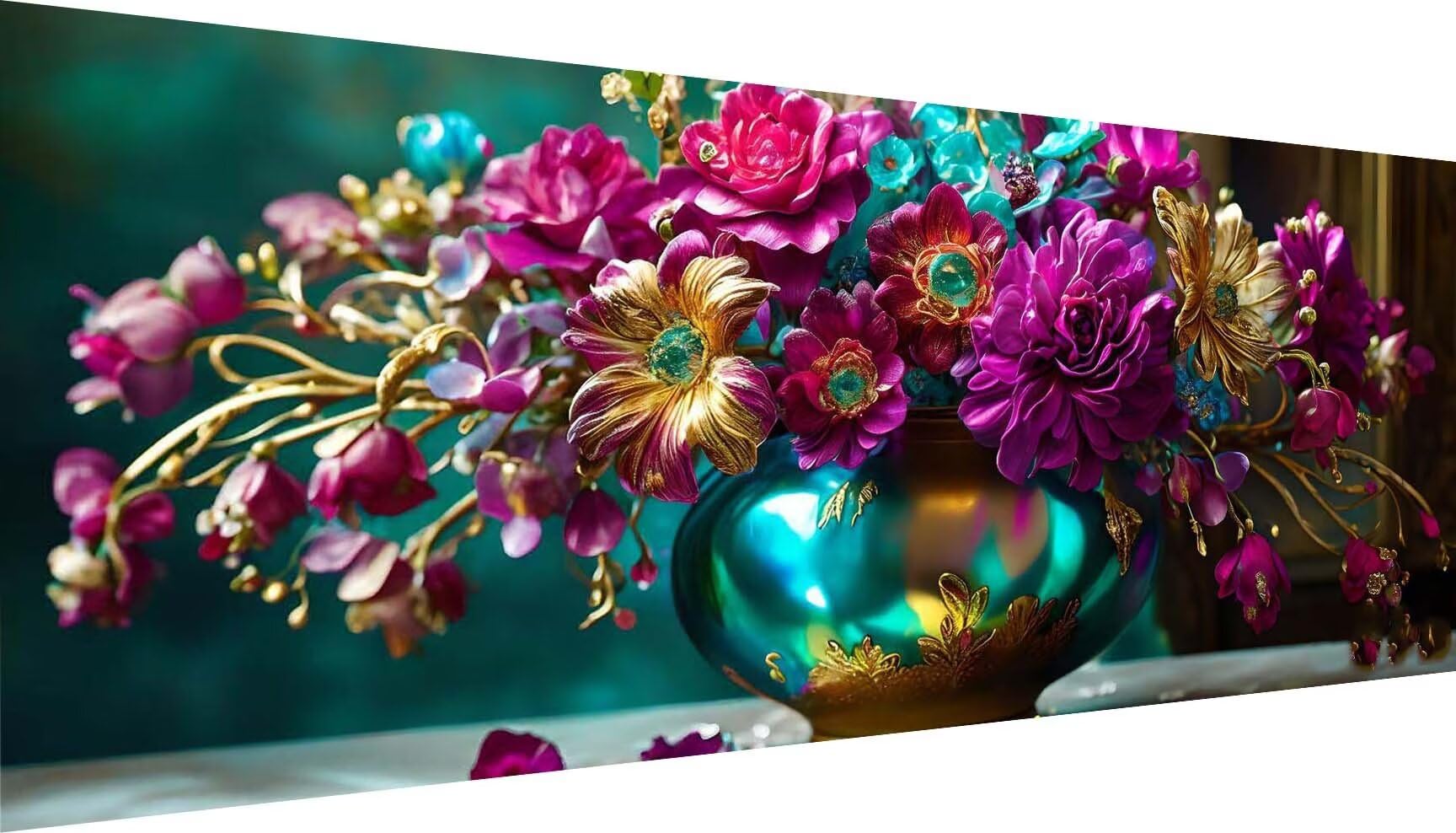 Diamond Painting Vase à fleurs, Grand Broderie Diamant kit Complet 150x60cm DIY 5D Strass Point de Croix Cristal Painting Artisanat, Loisirs Créatifs Adultes Art Set pour Décor Murale Maison U-207