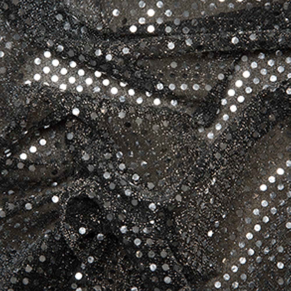 Oh Sew Crafty Limited Black/Silver 3Mm Sequin Fabric Sparkly Stretch Metallic Jersey (Per Metre) ()