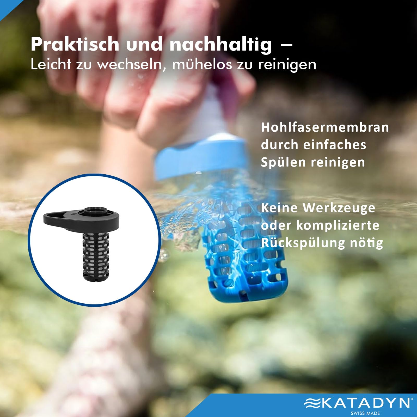 Katadyn BeFree AC Bottle 0.9L Outdoor Trinkflasche mit 2-fach Wasserfilter ultraleicht | Hohlfaser und Aktivkohle | Camping Wandern Fahrrad Trekking Reisen | BPA-frei