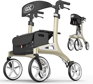 VOCIC Z71 Rollator faltbar leicht mit Sitz, Wasserdicht Aluminium Walker | Leicht klappbar für Senioren, Rollatoren leichtgewicht und faltbar spezial, Pannensichere All-Terrain-PU-Reifen, Grün
